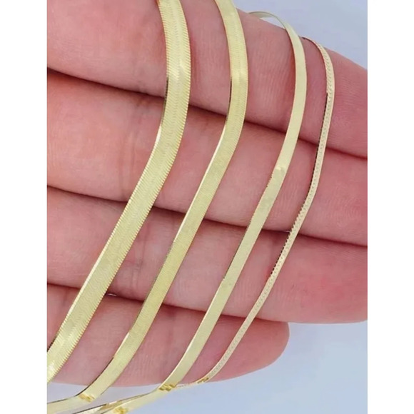2mm Herringbone Necklace | Yellow Gold Plated 925 Sterling Silver - Picture 6 of 15